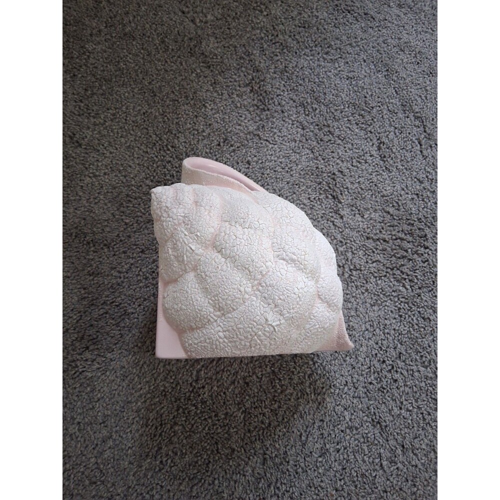 Vintage Pink White Shell Tissue Box Cover Holder Coastal Beach Bathroom Decor...